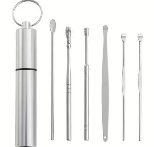 Kit limpeza de ouvidos 6 peças em inox