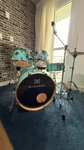 BATERIA ACÚSTICA MICHAEL POWER GATE - AZUL-TURQUESA COMPLETA