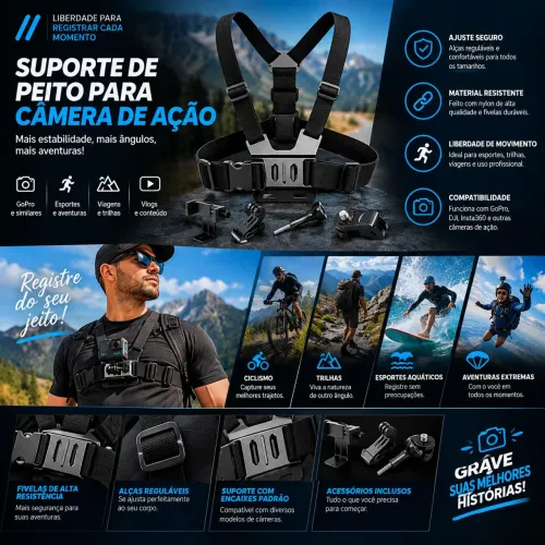 Suporte de peito para filmar seus conteúdos