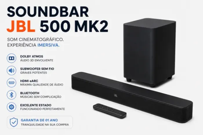 Soundbar JBL Bar 500 MK2 - Dolby Atmos - Garantia de 1 Ano Lacrado