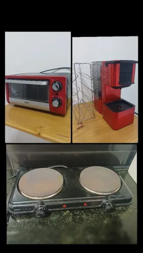 Cafeteira, Forno elétrico e fogão de indução.