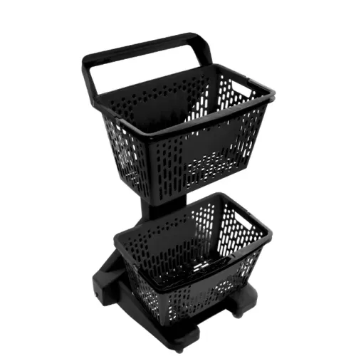 7976 - CARRINHO DE SUPERMERCADO DE 2 CESTOS PRETO / MARCA: DELLAPLAST