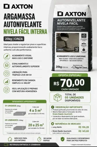 Argamassa autonivelante Nivela fácil AXTON 