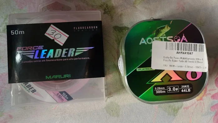 Linha Multifilamento 8x 0.28 300 metros Max Force Aostsoa + Fluocarbon Force Leader Maruri