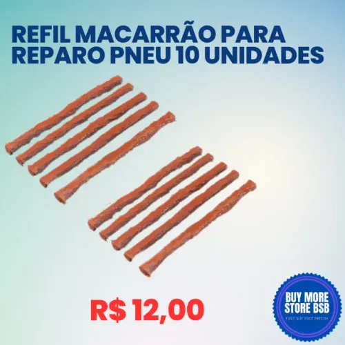 Refil Macarrão Para Reparo De Pneus Sem Câmara 10 Reparos