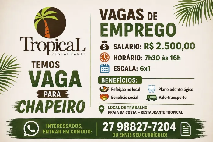 Vaga Diurna Para Chapeiro 