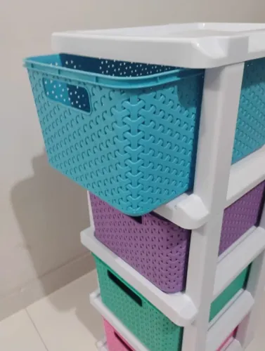 Gaveteiro Plástico Colorido 4 Gavetas