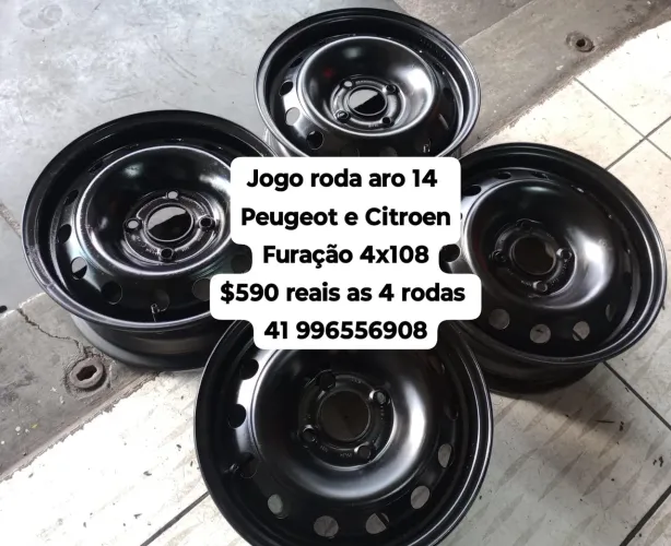 Jogo roda de ferro aro 14 Peugeot Citroen furação 4x108 rodas emm ótimo estado 