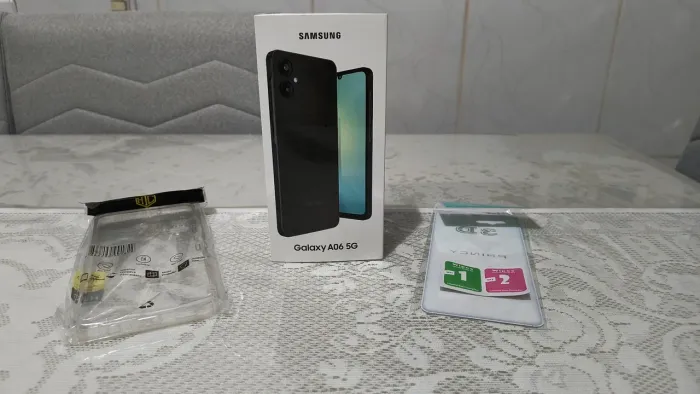 Celular Samsung A06 5G na caixa + capa + película barato!