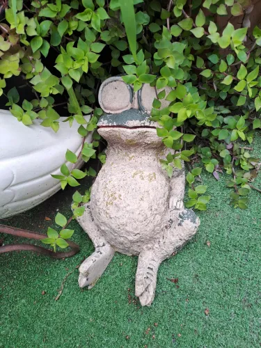 Sapo de jardim feito de porcelana para decoração 