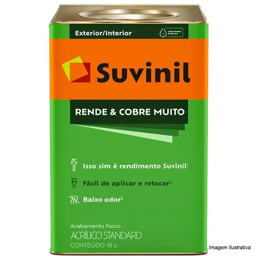 259,99 Tinta Suvinil Rende e Cobre Muito 18 LT Todas as Cores