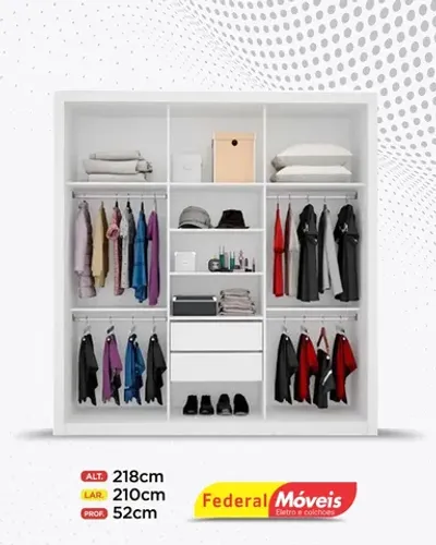 Guarda Roupa 3 Portas 2 Gavetas Espelho Direto da Fabrica Fazemos Entrega