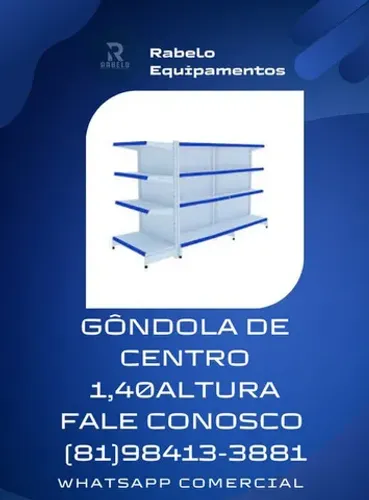 Gôndolas de Centro 1,40altura com 8 bandejas em até 10x sem juros