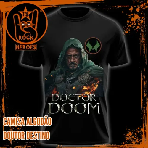 Camisa Dr Destino Robert Downey Jr Quarteto Fantástico Vingadores Doomsday 100% Algodão