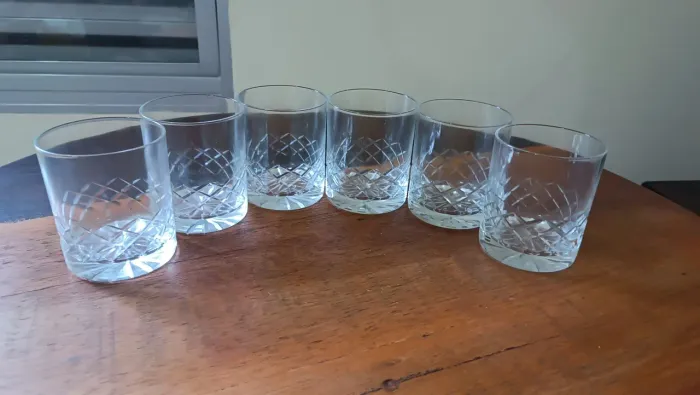 Copos de whisky vidro lapidado