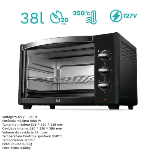 Forno Elétrico 38 Litros Bel 1600W - Voltagem 110v