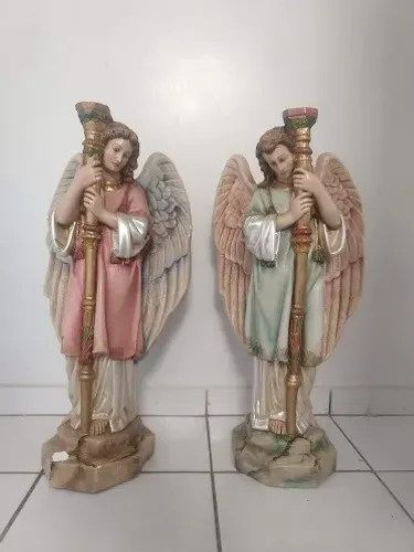 Par de Anjos Castiçal Candelabro