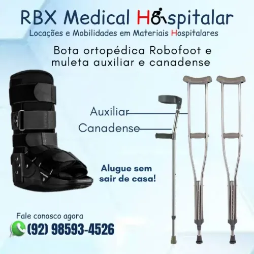 Aluguel de bota ortopédica Robofoot andador e muleta em Manaus