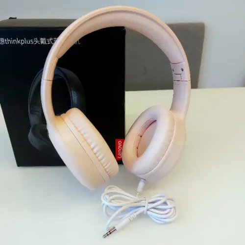 PRONTA ENTREGA | Fone Headset Lenovo Com Fio Rosa Dobrável