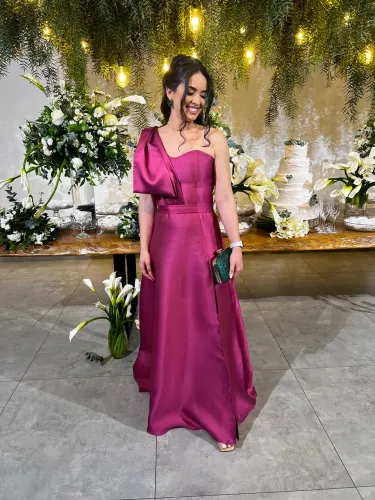 Vestido longo de festa - Rosa Fúcsia