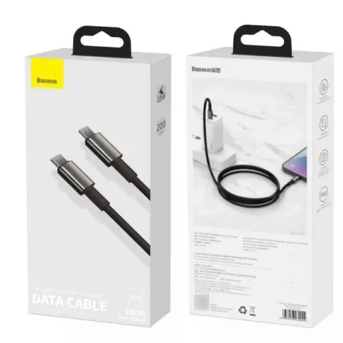 Cabo de Dados Turbo 100W Tungsten Gold Tipo-C para Tipo-C 2m Baseus