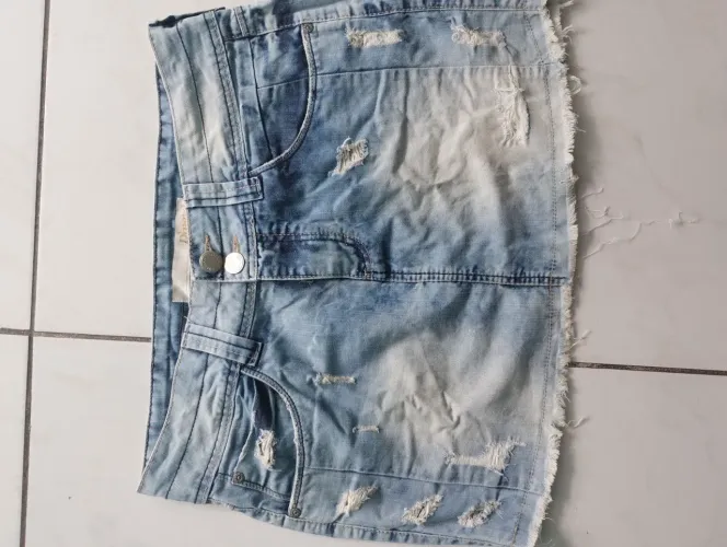 Saia Jeans Destroyed Feminino