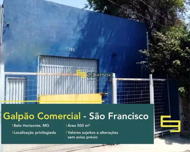 Galpão para alugar no bairro São Francisco em BH