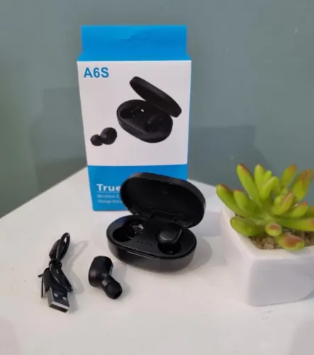 Fone de ouvido sem fio A6s Bluetooth 5.0 TWS, com excelente qualidade de som estéreo e con