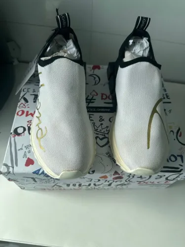 Tênis Dolce & Gabbana original Branco preto e dourado acompanha caixa e etiqueta original