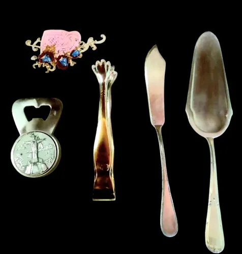 Kit de Talheres Antigos - Faca , Espátula, pegador de gelo, abridor