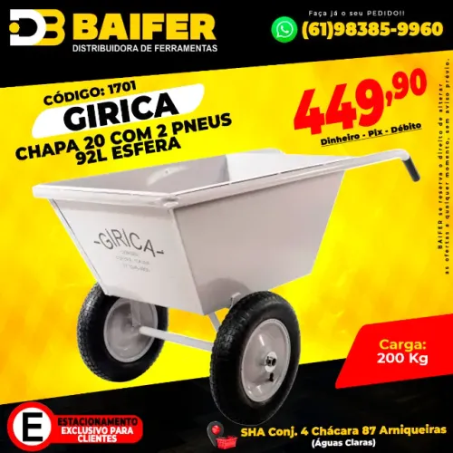 Girica Chapa 20 Com 2 Pneus 92L Esfera
