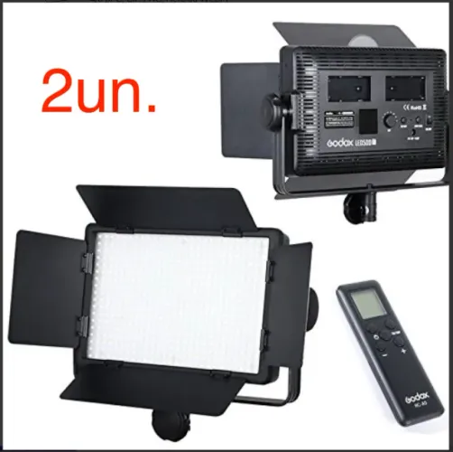 Luz ideal pra Influenciador - Kit com 2un Painel Led Godox Led500c 110/220v Iluminador