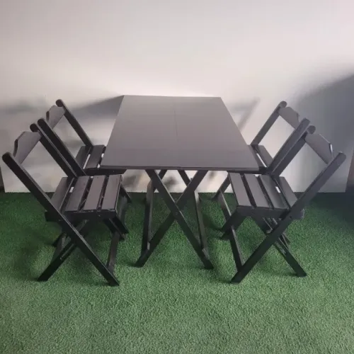 Conjunto mesa de madeira