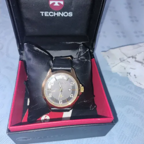 Relógio pulso masculino Tecnos c/pulseira couro