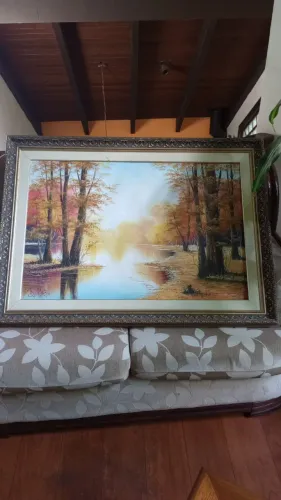 Quadro pintura óleo, outuno, moldura excelente
