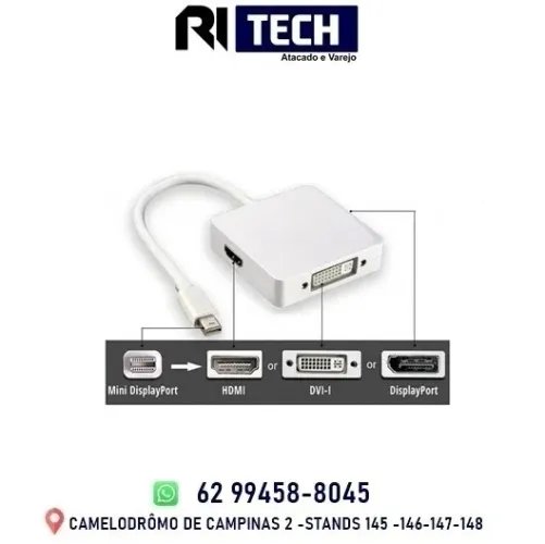 Conversor Adaptador Mini Displayport X DVI/HDMI/Displayport 3 em 1