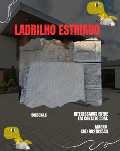 Piso Ladrilho Estriado de concreto 50x50x3.5