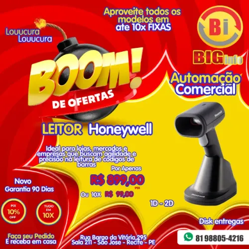 Leitor de Código de Barras Sem Fio Honeywell HH492 QR Code 2D