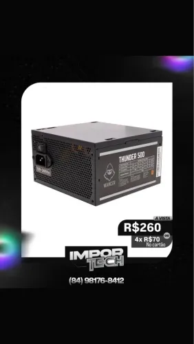 Fonte Mancer 500W 80 Plus Bronze.