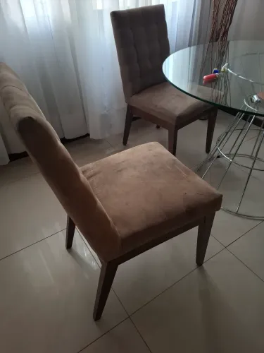 Conjunto de 4 Cadeiras de Jantar em Suede Marrom