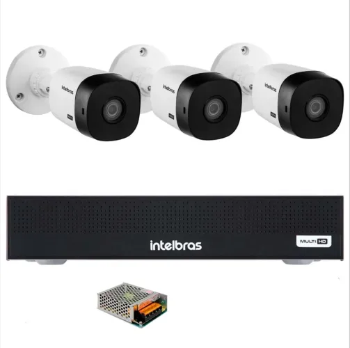 DVR Intelbrás 3004 + 03 câmeras com HD de 500mb
