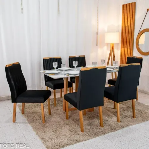 Mesa de Jantar Pedro 160×80 + 6 Cad. Genova - Entrega Super Rápida!! 