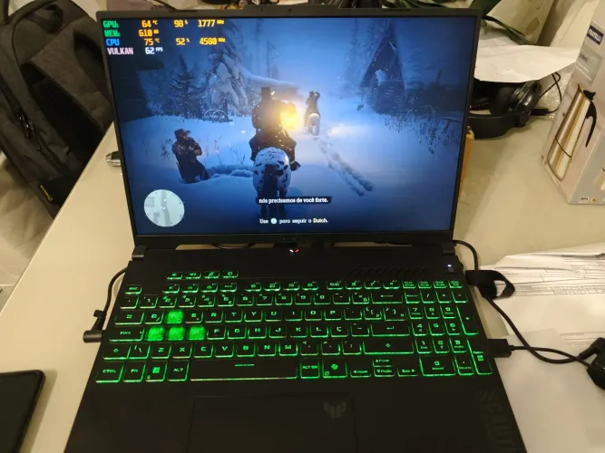 Notebook Gamer Asus TuF F-16 rtx 3050 core 5 16gb na garantia, apenas 130h de uso