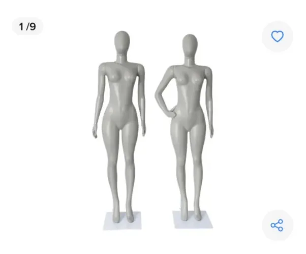 Manequim Feminino Branco de Plástico - Pose Magra 3 Braços