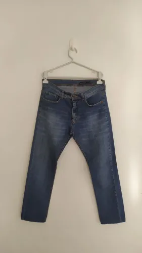 Calça jeans masculina azul slim Tam 40 marfino