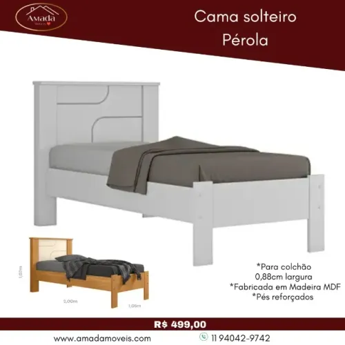 Cama solteiro Pérola