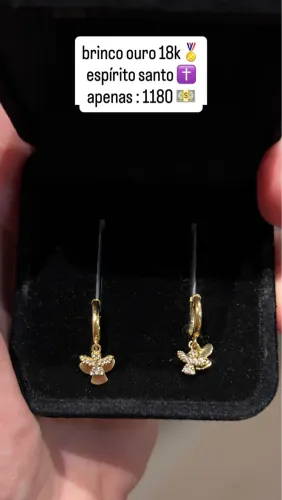 Brinco de ouro 18k cravejado