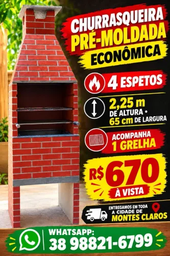 Churrasqueira 4 espetos modo econômico
