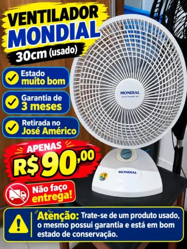 Ventilador mondial 30 cm branco (90 reais)
