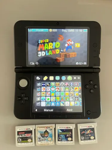 Nintendo 3ds XL desbloqueado c/ 128gb + 4 jogos originais